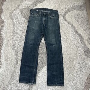Levis 514 Jeans 32x32 Blue Straight Leg Slim Fit Dark Wash Distressed Grunge